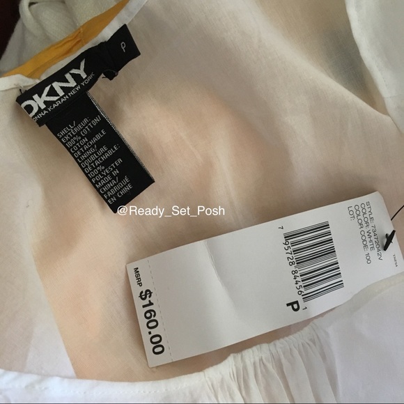 DKNY petite white short sleeve blouse w/ camisole - Picture 7 of 8